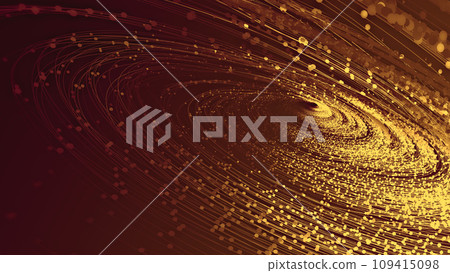 Golden cosmic particle spiral internet science and technology background 109415098