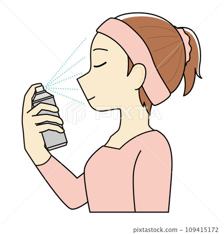 一名婦女在臉上噴灑的插圖 109415172