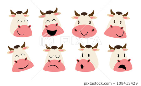 Cow animal character in various action poses vector illustration Cow animal character in various action poses vector illustration 109415429