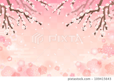 梅枝飄落的日式插畫_水平2 梅枝飄落的日式插畫_水平2 109415643