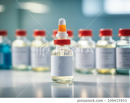 ampoules with Covid-19 vaccine on a laboratory bench. to fight the coronavirus, sars-cov-2 pandemic. This photo was generated using Leonardo AI ampoules with Covid-19 vaccine on a laboratory bench. to fight the coronavirus, sars-cov-2 pandemic. This photo was generated using Leonardo AI 109415933