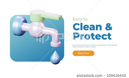 3d faucet tap water icon. Environment, medical and healthcare social media and website template concept. vector illustration cartoon render style 3d faucet tap water icon. Environment, medical and healthcare social media and website template concept. vector illustration cartoon render style 109416430