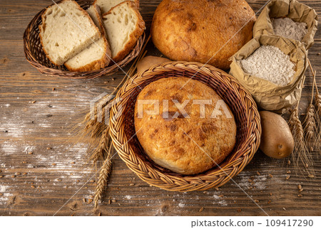 Sliced and whole sourdough bread Sliced and whole sourdough bread 109417290