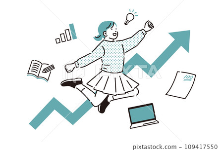 Girl jumping to improve her academic ability 109417550