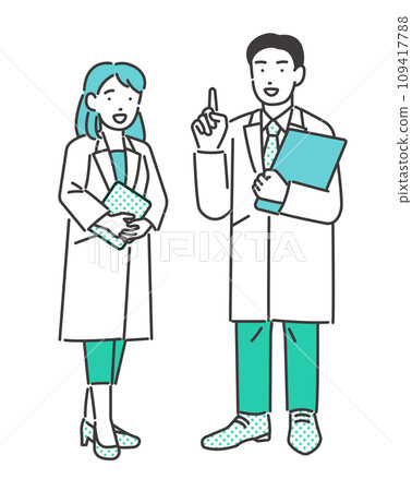 科學家男人和女人圖標向量圖解素材 109417788