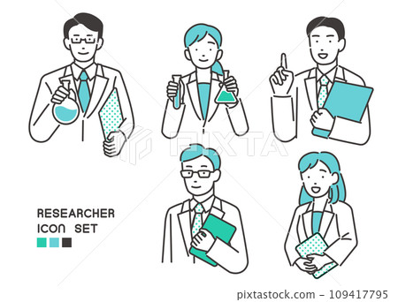 科學家男女圖示上半身向量圖解素材 109417795