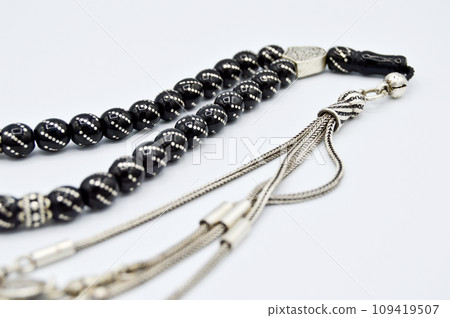 Black and silver beads sequenced, short rosary, tespih tesbih 109419507