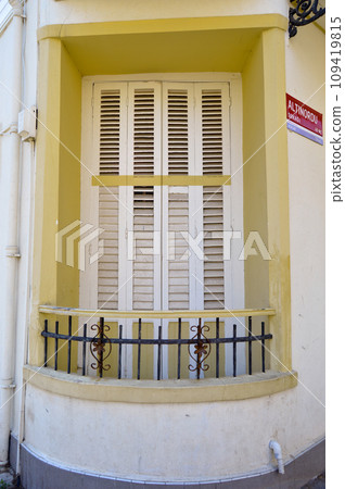 Buyukada in Istanbul located in old antique house old-fashioned wooden windows and shutters, Turkey Istanbul Princes' Islands Buyukada in Istanbul located in old antique house old-fashioned wooden windows and shutters, Turkey Istanbul Princes' Islands 109419815