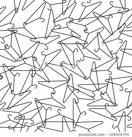 Abstract Black Cloth Hanger Vector Graphic Art Seamless Pattern vector illustration on white backgroun Abstract Black Cloth Hanger Vector Graphic Art Seamless Pattern vector illustration on white backgroun 109420744