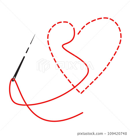 Valentine Heart Sewn Heart Vector Stitchwork Vector Illustration 109420748