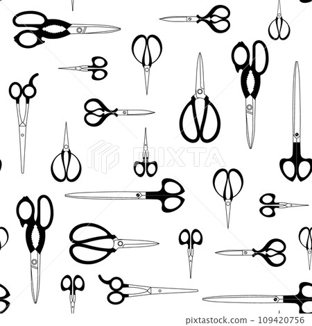 Scissors pattern for textile fabric wrapping paper hand drawn vector illustration 109420756