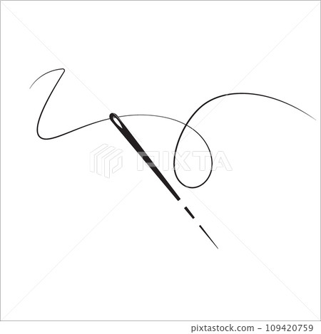 Tailor needle and curvy thread silhouette line icon vector illustration Tailor needle and curvy thread silhouette line icon vector illustration 109420759