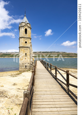 swamped church of San Roque near Villanueva de las Rozas, Cantabria, Spain 109420811