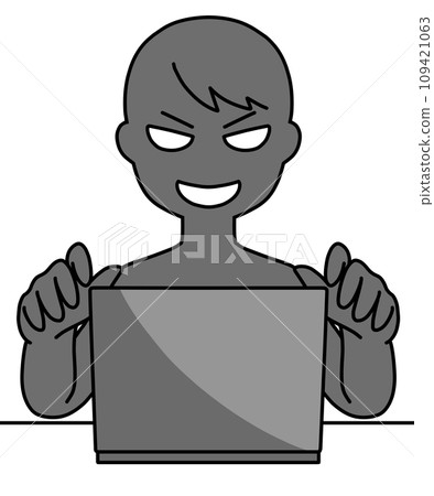 Bad guy operating a PC Bad guy operating a PC 109421063