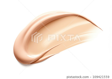 AI-generated content. Swatch of liquid foundation makeup beige or nude color with smooth, silky 109421559