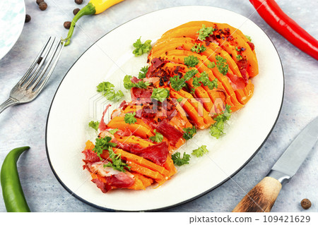 Roasted butternut squash. Roasted butternut squash. 109421629