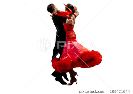 demonstration performance of best dancers in competitive ballroom dancesport isolated on white background demonstration performance of best dancers in competitive ballroom dancesport isolated on white background 109421644
