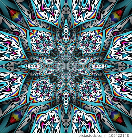 3D render kaleidoscope art pattern background tile 109422148
