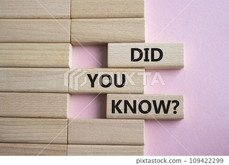 Did you know symbol. Wooden blocks with words Did you know. Beautiful pink background. Business and Did you know concept. Copy space. 109422299