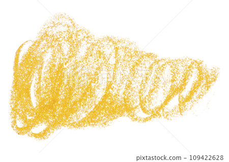 Yellow pencil strokes isolated on white background. 109422628