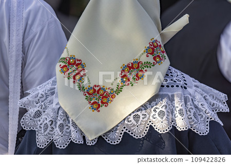 Detail of folk costume, Rakvice, Southern Moravia, Czech Republic 109422826