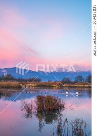 Otakarada Yusui Pond at dawn [Akashina, Azumino City] 109422835