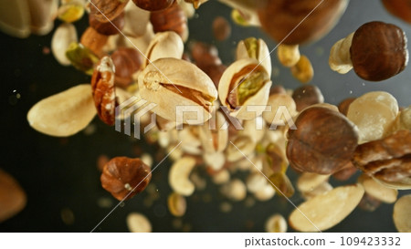 Freeze Motion of Flying Mix of Nuts. 109423332
