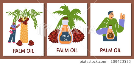 Set of posters or vertical banners about palm oil flat style, vector illustration 109423553