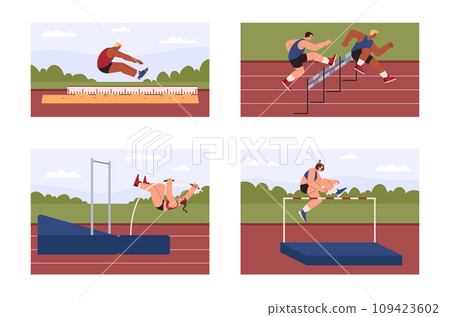 Set of scenes with professional jumping people flat style, vector illustration 109423602
