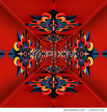 3D render kaleidoscope art pattern background tile 3D render kaleidoscope art pattern background tile 109423720