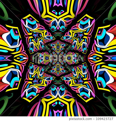 3D render kaleidoscope art pattern background tile 109423727