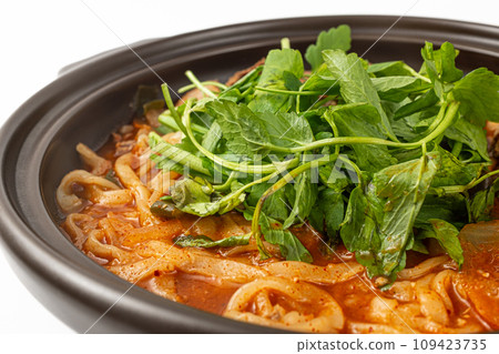 Water parsley kalguksu on a white background 109423735