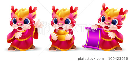 Colorful Cute little dragon collections, year of the dragon sign or symbol isolated character Colorful Cute little dragon collections, year of the dragon sign or symbol isolated character 109423936