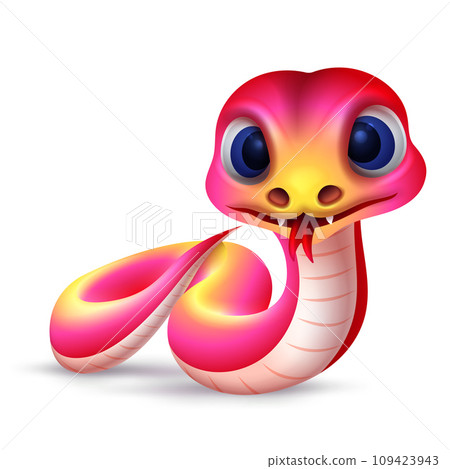 Chinese Year of the snake 2025, Cute Cartoon Snake Chinese Horoscope Symbol or Zodiac Animal vec 109423943