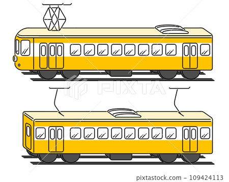 簡單的電車單色插圖 109424113