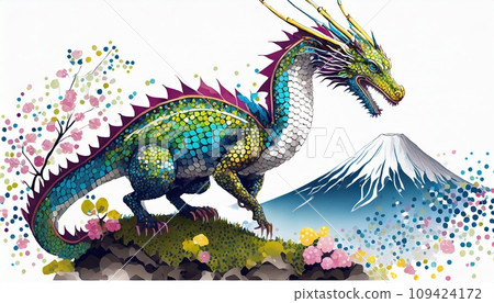 日式龍龍背景素材新年賀卡素材 日式龍龍背景素材新年賀卡素材 109424172