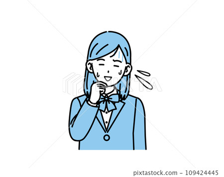 一個國中和高中的女孩看起來慌亂、不安和困擾。 一個國中和高中的女孩看起來慌亂、不安和困擾。 109424445