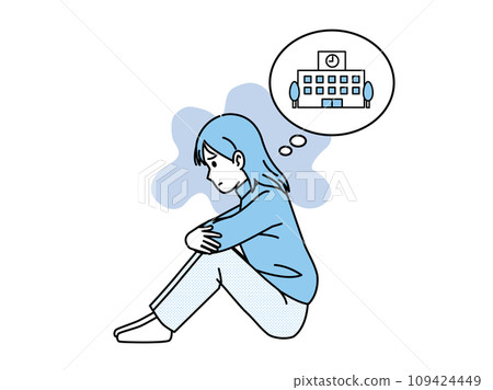 拒絕上學、不想上學的國高中女生。 拒絕上學、不想上學的國高中女生。 109424449