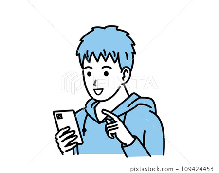 Junior high school boy using smartphone Junior high school boy using smartphone 109424453