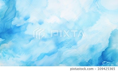 Abstract blue watercolor background.Hand painted watercolor. Generative AI 109425365