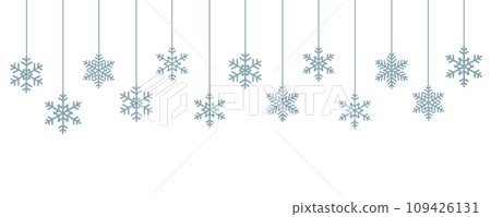 christmas banner with hanging snowflakes border vector illustration EPS10 109426131