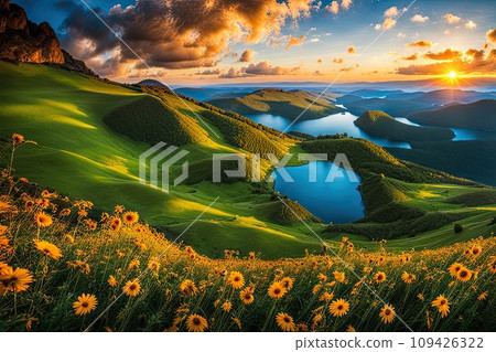 panorama of beautiful countryside, landscape panorama of beautiful countryside, landscape 109426322