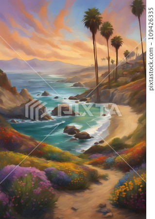 California painted in an artistic painterly way with vivid imagination California painted in an artistic painterly way with vivid imagination 109426335