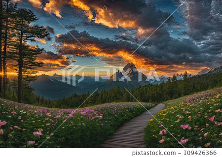 panorama of beautiful countryside, landscape panorama of beautiful countryside, landscape 109426366