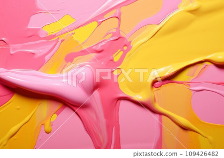 三維油畫/彩色抽象背景橫幅）充滿活力的黃色和粉紅色。 AI生成影像 109426482