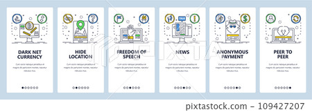 Dark net website and mobile app onboarding screens vector template Dark net website and mobile app onboarding screens vector template 109427207