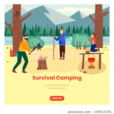 Survival camping vector web banner design template 109427256