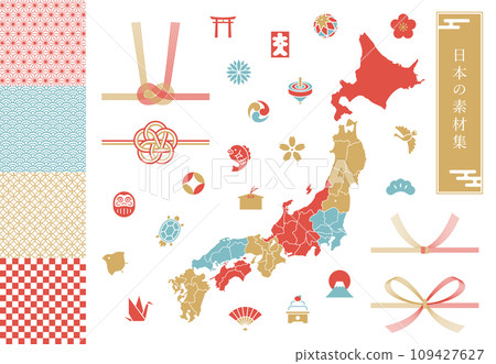 日本設計素材集，包括日本地圖、日本圖案等。 109427627