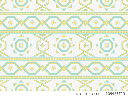 abstract geometric shape ethnic seamless pattern background, yellow, green and white colors abstract geometric shape ethnic seamless pattern background, yellow, green and white colors 109427723