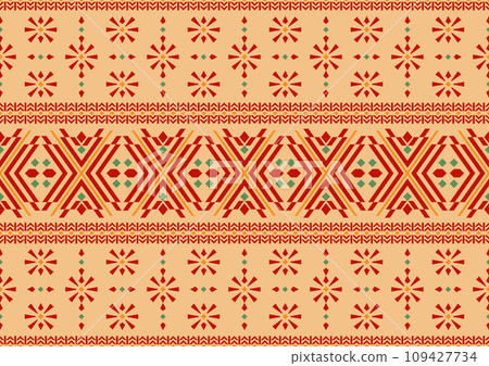 abstract geometric shape seamless pattern background, red, green and yellow colors 109427734